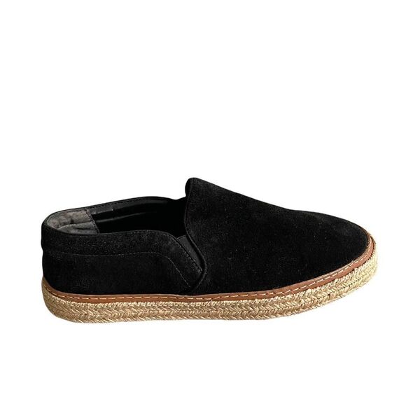 SCHUTZ Suede Slip On Suede Flat Espadrilles Black Tan 38 - Picture 3 of 12